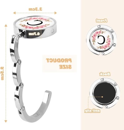 Persoonlijke Tafel Tas Haak met Initiaal A-Z, Vouwbare Tas Hanger voor Vrouwen, Ideaal voor Restaurants en Cafés