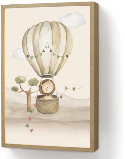 Nachtlampje 40x60 cm - Kinder lamp - Luchtballon - Leeuw - Watercolor - Safari - Dieren - Tafellamp kinderkamer draadloos - Slaapkamer lampje - Bedlamp kinderen - Kinderlampje - Wandlamp babykamer - Nachtlampjes