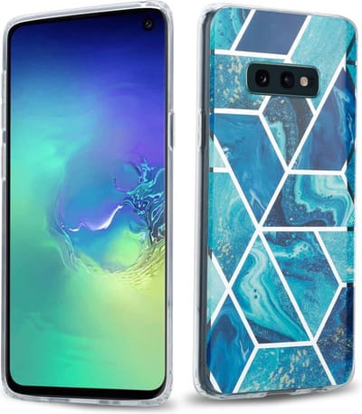 Cadorabo Hoesje geschikt voor Samsung Galaxy S10 4G in Blauwe Golf Marmer No. 13 - Beschermhoes gemaakt van TPU siliconen Case Cover met mozaïek motief