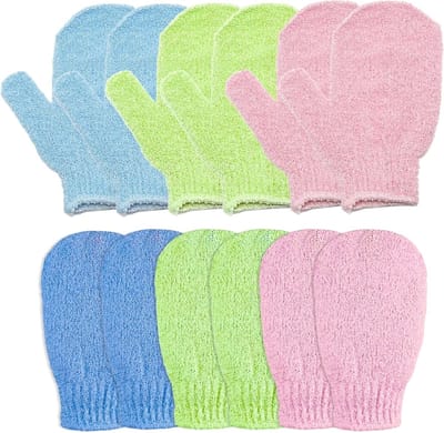 Exfoliërende Handschoenen voor Bad en Douche - 12 Stuks voor Dode Huidcellen Verwijderen, Spa en Massage Accessoires voor Mannen en Vrouwen (Roze)