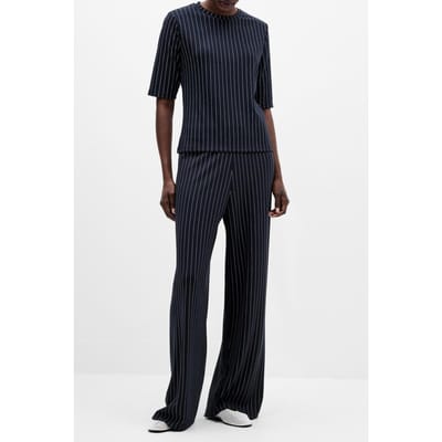 French Connection Regina Jersey Shoulder Pad Tee Navy/white Maat: S | Tops Outlet | Dames | Blauw