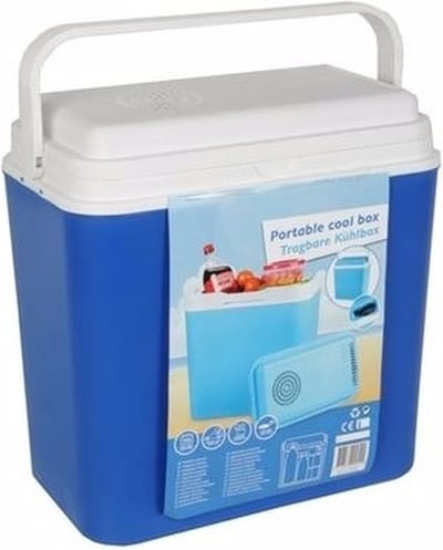 Elektrische koelbox - blauw - 22 liter - 40 x 24 x 40 cm - 12 volt - voor onderweg - auto koelbox