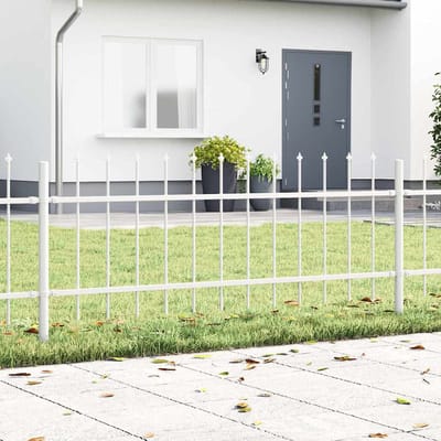 vidaXL - Tuinhek - WOERDEN - 9 - st - 15,3 - x - 0,6 - m - Poedergecoat - staal - Wit