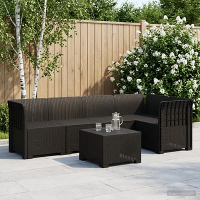 vidaXL - 5-Zits - Tuinbank - Rattanlook - PP - Antraciet