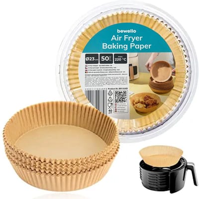 Bewello Airfryer Bakpapier Rond - 23 cm - Air Fryer Bakpapier XXL - Airfryer Wegwerpbakjes - 50 stuks