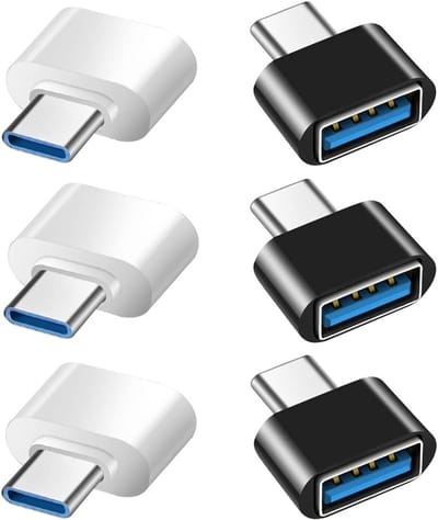 USB C naar USB Adapter Set van 6, Type C naar USB 3.0 OTG Adapters voor MacBook Pro, Samsung Galaxy en andere Type-C Apparaten, Zwart en Wit