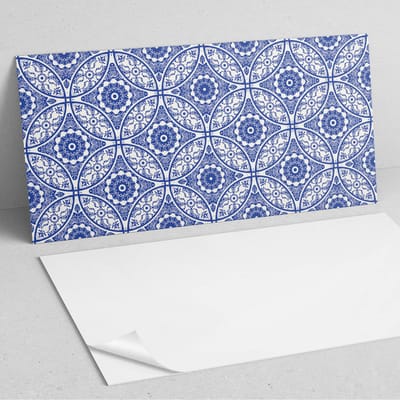 Coloray Wandpanelen Zelfklevend - Bloemenmotiefpatroon PVC Wandpaneel - 100 cm x 50 cm - Blauw Wandbekleding Zelfklevend - 1 stuk - Mozaïeken Wandpanelen Zelfklevend - Wandpanelen Keuken - Wandpaneel Badkamer