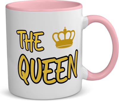 Akyol - the queen koffiemok - theemok - roze - Koningin - een koningin - verjaardagscadeau - kroontje - kado - gift - geschenk - 350 ML inhoud