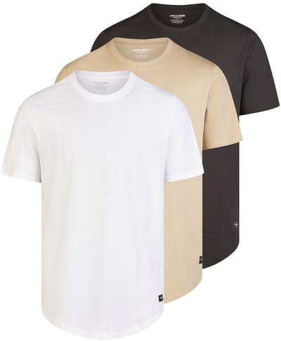 Jack & Jones Heren T-Shirt JJENOA 3 Pack regular fit Veelkleurig M Ronde Hals Volwassenen gemaakt van 100% katoen