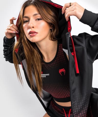 UFC Venum Performance Institute Hoodie Dames Zwart Rood - XS