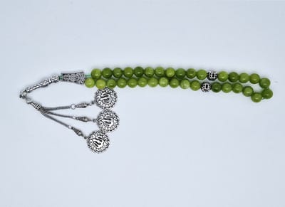 Handgemaakte tesbih "tasbih" natuursteen " Kraal Koreaanse jade" - Aantal kralen 33 - Diameter kralen 10 MM - met metaal tassel "model 1" - Een mooi cadeau-idee