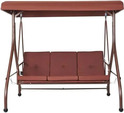 Schommelbank - Schommelbanken - Schommelbank 3 Personen - Hangbank - Hollywoodschaukel - 3-Zits - met Verstelbare Luifel Verwijderbaar Dik Kussen -72x47inch - Bruin
