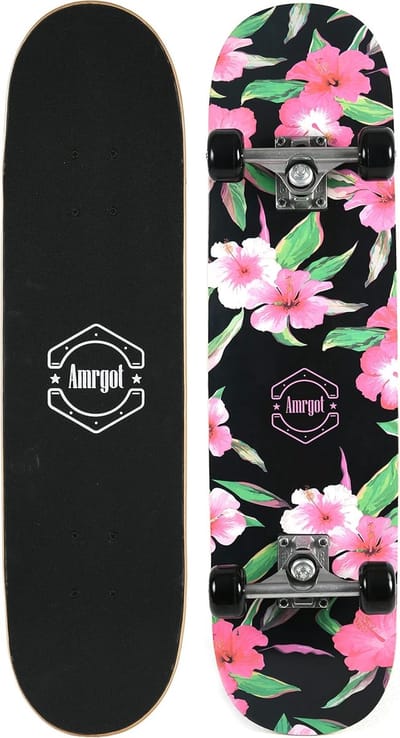 Compleet Skateboard - Outdoor Board - Stad Tricks - Esdoorn Hout - 31 Inch - Zwart