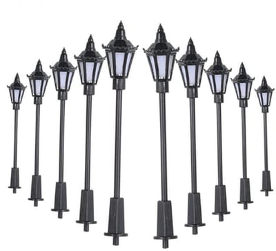 Dailygoods - Spoorweg Trein Lamp palen - LED Straat Lampen - 10 Stuks - OO/HO Schaal - Model Spoorweg - Perfect voor Modelbouw - Decoratief