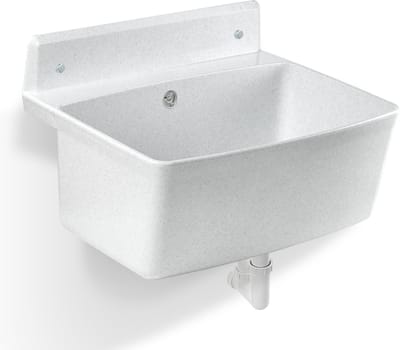 gospo Tuinwastafel, 55 x 42 x 22,5 cm, huishoudbak van hoogwaardig polystyreen, gootsteen met Easy-Clean-technologie, wastafel voor tuin (wit, solo)