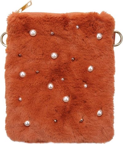 Yehwang - Bag Pearls and Fur - schoudertas - bruin
