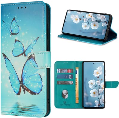 Multimedia & Accessoires Lederen Book Case Hoesje geschikt voor Samsung Galaxy A56 5G/Samsung Galaxy A36 5G – Vlinderprint – Blauw -Telefoonhoesje – Met Stand – Kaarthouder – Pasjes Houder – Magneet Sluiting – Bookcase