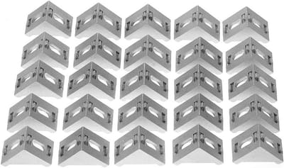 Haakse Hoekbeugel - L-Profiel Connector - Meubelverbinding Maken - Gegoten Aluminium - 25 Stuks - Zilver