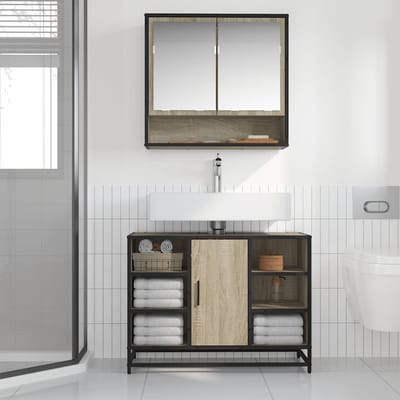 vidaXL - Wastafelkast - Sonoma - eiken - 80x33x60 - cm - bewerkt - hout