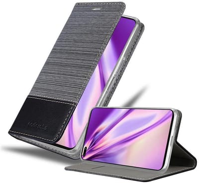 Cadorabo Hoesje geschikt voor Honor View 30 in GRIJS ZWART - Beschermhoes met magnetische sluiting, standfunctie en kaartvakje Book Case Cover Etui