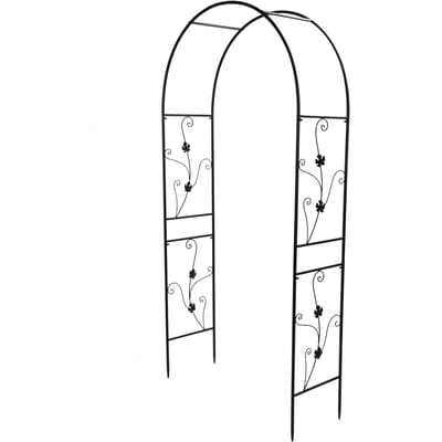 Arche de Jardin Extérieur Support Treillis pour Plantes Grimpantes Décoration Pelouse Arrière-Cour Noir blanc