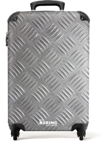 NoBoringSuitcases.com® - Handbagage koffer lichtgewicht - Reiskoffer trolley - Metaalplaat met geruit reliëfpatroon - Rolkoffer met wieltjes - Travel suitcase cabin - Reistrolley met TSA slot - Past binnen 55x40x20 en 55x35x25 - Kleine valiezen