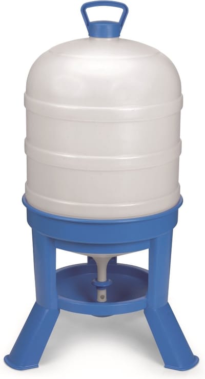Gaun Pluimvee drinktoren – Op pootjes – 16 cm hoog – 40 Liter inhoud – Met sifon – Blauw