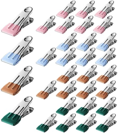 Wasknijpers, roestvrij staal, 32 stuks, zonder print, metalen wasknijpers, stabiele metalen klemmen, multifunctionele antislip wasknijpers, sterke klemmen