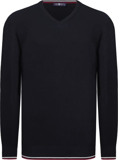 Jimmy Sanders V-Neck Sweater - V Trui - 100% Katoen Heren Navy - M