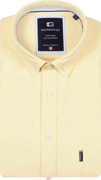 Giordano – Brando – Heren Overhemd – Button Down - Oxford Overhemd – Geel - 617052-20