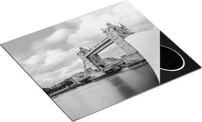 Chefcare Inductie Beschermer Tower Bridge in Londen - Zwart Wit - 60x50 cm - Afdekplaat Inductie - Kookplaat Beschermer - Inductie Mat