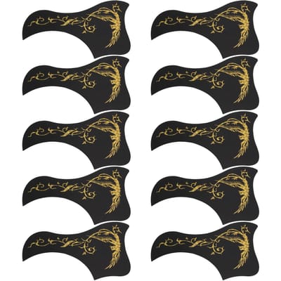 10 stuks Akoestische Gitaar Slagplaat Lijm Krasvrij Zwaluw Laserpatroon voor 40 41 inch Gitaren Goud black