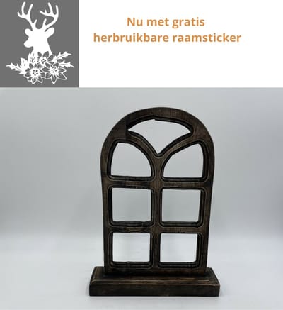 Decoratie stalraam oud kozijn hout op voet middel 39 x 32 cm grijs geschuurd old look | 65321 | Home Sweet Home | Stoer & Sober Woonstijl