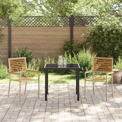 vidaXL Tuin stapelstoelen 2 pcs Bruin en Beige 54 x 56 x 90 cm