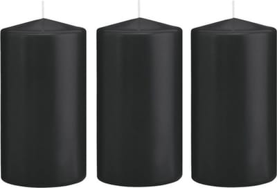 Trend Candles Cilinderkaars/stompkaars - 5x - zwart - 8 x 15 cm - 69 branduren - horeca kaarsen
