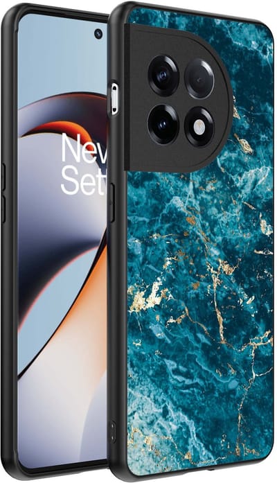 Smartphonica Telefoonhoesje Geschikt voor OnePlus 11R met marmer opdruk - TPU backcover case blue marble design - Blauw geschikt voor OnePlus 11R