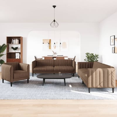 vidaXL - 3-delige - Loungeset - stof - bruin