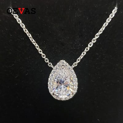Sprankelende 8 *12mm Waterdruppel Hoge Koolstof Diamant Bruids Hanger Ketting 100 %925 Sterling Zilver Feest Fijne Sieraden Cadeaus gray