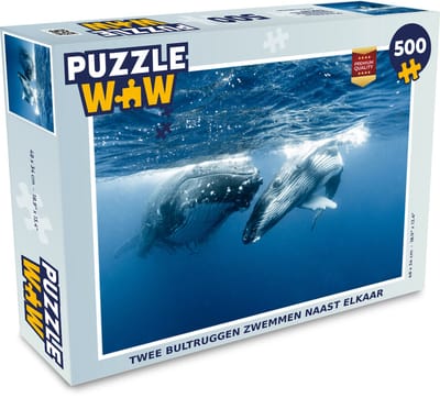 Puzzel Twee bultruggen zwemmen naast elkaar - Legpuzzel - Puzzel 500 stukjes