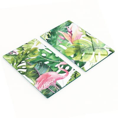 Stijlvolle en duurzame glazen borden met tropische plantenprint 2x30x52 cm