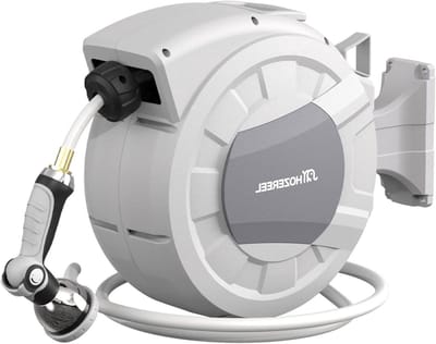 100 FT x 1/2" intrekbare tuinslanghaspel van HOZEREEL, decoratieve tuinslanghaspels voor buiten - automatische zelfterugtrekkende wandmontage slanghaspel ingesloten opslag, elke lengte slot, 10