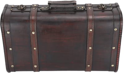 Dailygoods- Opbergdoos Decoratieve Koffer - Vintage Hout - 37,8 x 22,9 x 13,5 cm - Antieke Stijl - Organizer voor Kantoor/Slaapkamer - Ideaal voor Boeken/Sieraden - Opbergkoffer