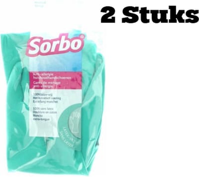 2x Sorbo Huishoudhandschoenen - maat M - groen - extra lang - schoonmaakhandschoenen