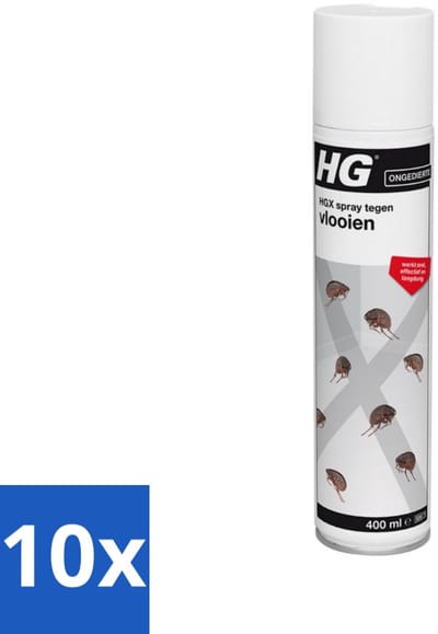10 x HG X Spray Tegen Vlooien 400 ml - Vlooienbestrijding - Vlooienverwijdering - Vlooienprobleem - Vlooienbestrijdingsmiddel - Vlooienverwijderen