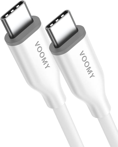 Voomy USB C Kabel 60W - 1 Meter - USB-C naar USB-C Oplaadkabel - Fast Charging - Universeel - Geschikt voor Telefoon, Laptop en Tablet - Wit