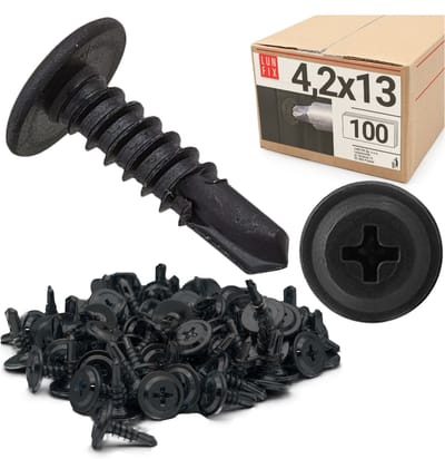 LUN FIX - Boorschroeven 4,2x13 mm - 100-pack - gefosfateerd staal - gipsplaten, metalen profielen, gips, hout