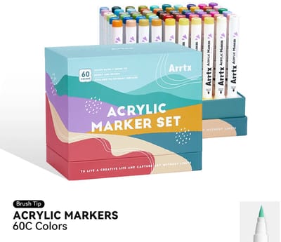 Arrtx - Acrylmarkers - 60C - Paint Brush Tip Markers - 60 kleuren