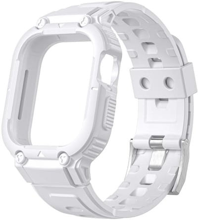 Siliconen bandje - met ingebouwde case - geschikt voor Apple Watch Series 7/8/9 (41 mm) - wit