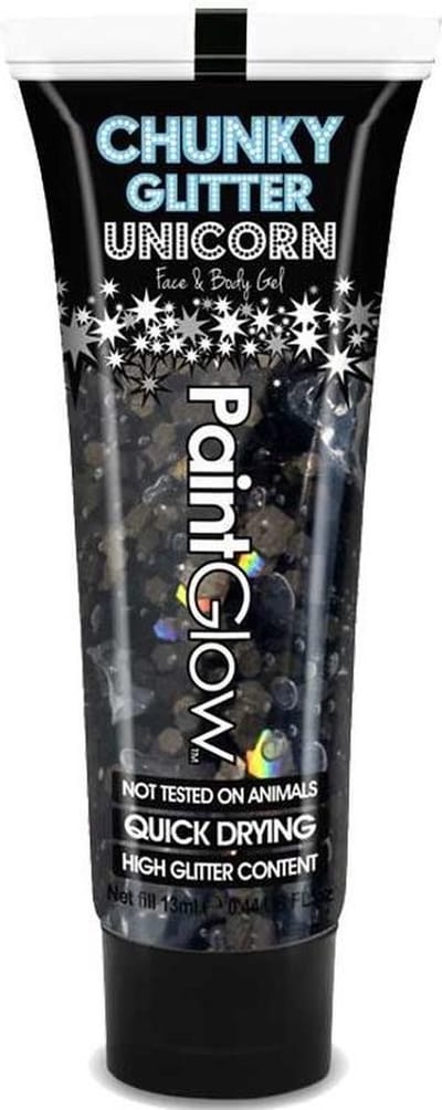 Chunky glitters face & body gel 13 ml Black Star - Halloween