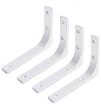 Premium hoeksteunen voor wandbevestiging - zware stalen plankbeugels voor zwevende planken (100 mm x 100 mm, wit, 4 stuks)